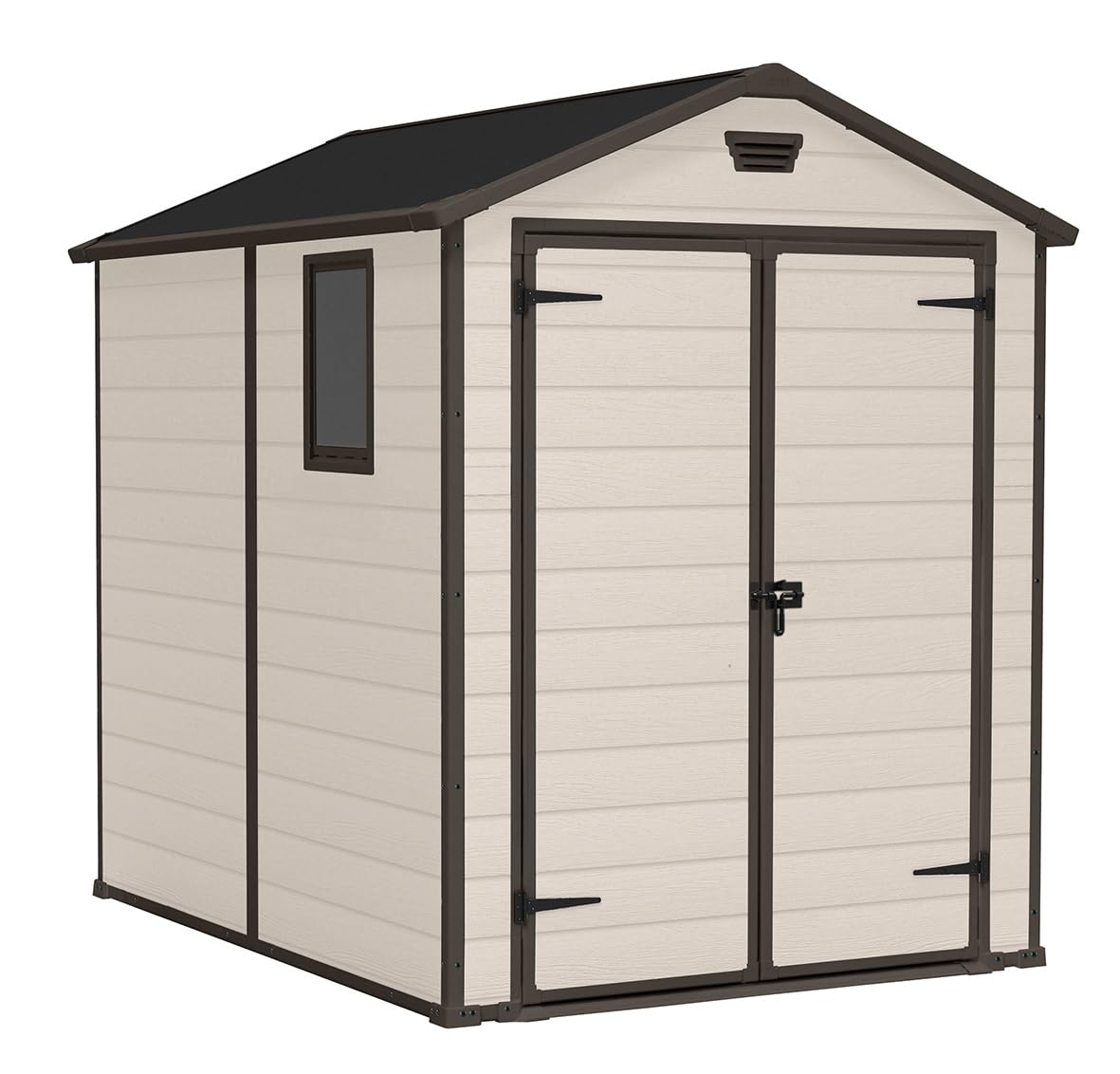 Outdoor Garden Storage Shed 6x8ft Double Doors Beige Brown
