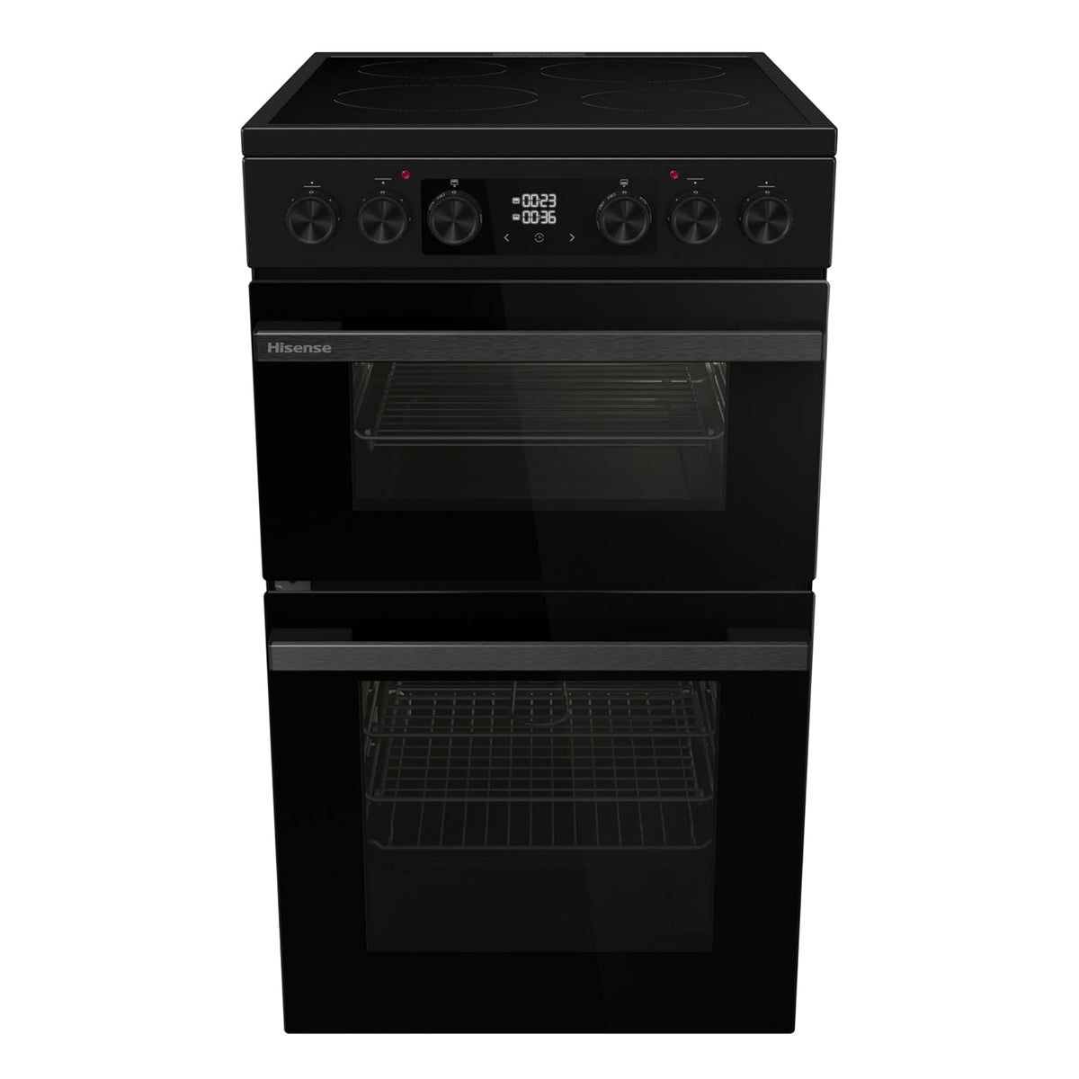 Electric Cooker 69L/43L Double Oven Air Fry Mode Ceramic Hob Black