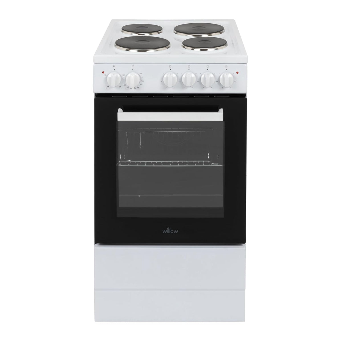 Freestanding Electric Cooker 62L 4 Solid Plate Hobs White