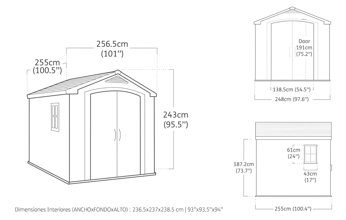 Plastic Garden Storage Shed 8 X 8 Ft Beige Double Doors Lockable