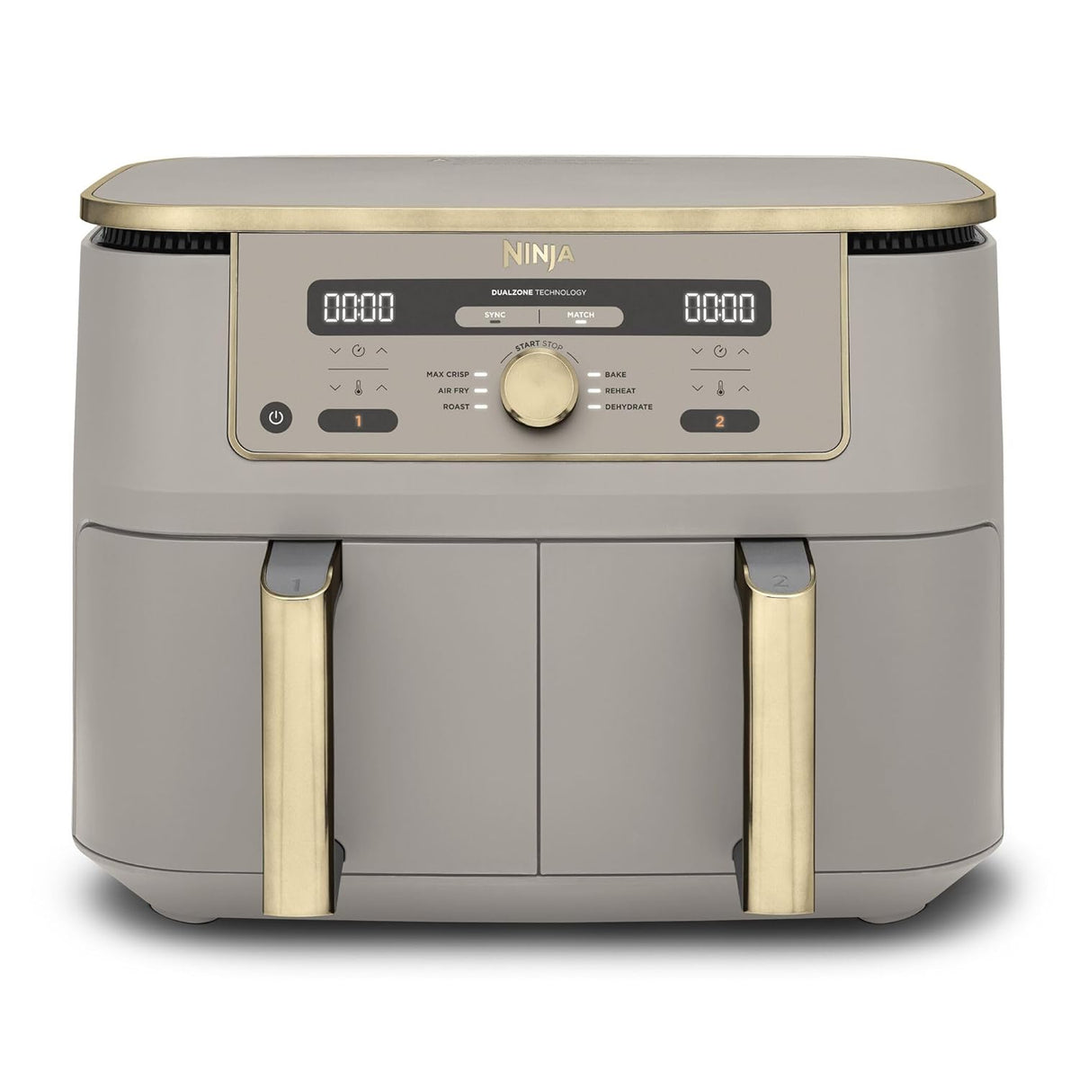 Dual Zone Digital Air Fryer 9.5L 6-in-1 Stone Gold