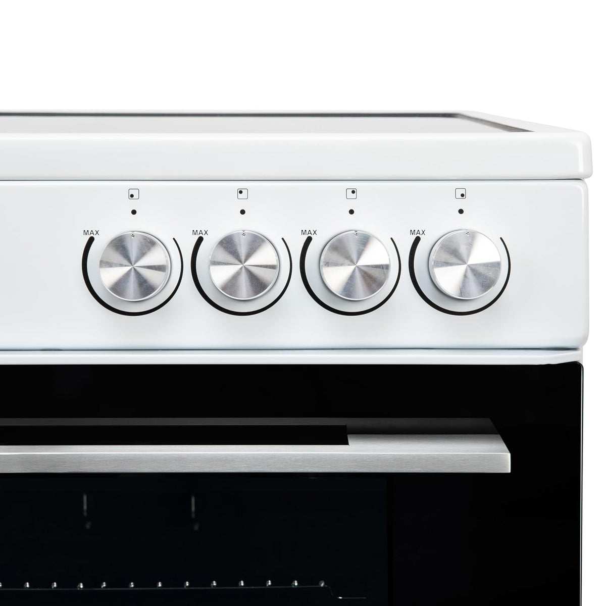 Freestanding Electric Cooker 68L Twin Cavity Ceramic Hob 4 Zones White