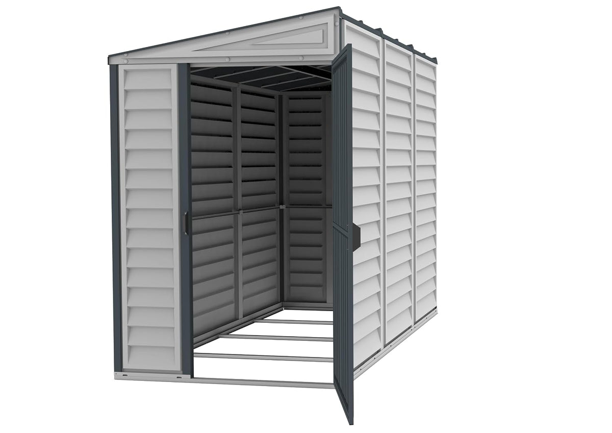 SideMate PLUS 4 x 8 Plastic Garden Shed 2.95 m² with Metal Foundation Kit Dark Grey