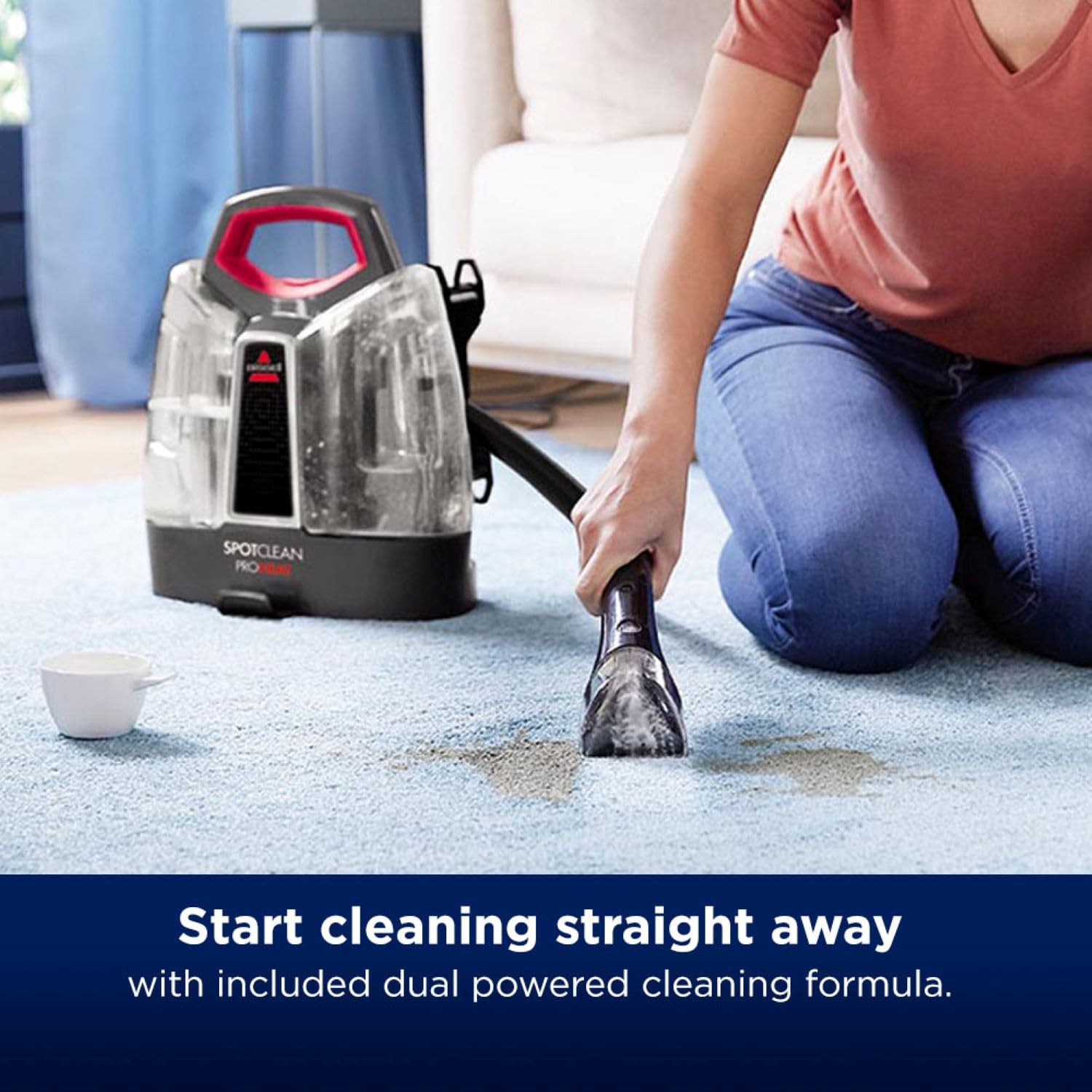 Portable Carpet Cleaner 330W HeatWave Technology Spot Cleaner Titanium/Red