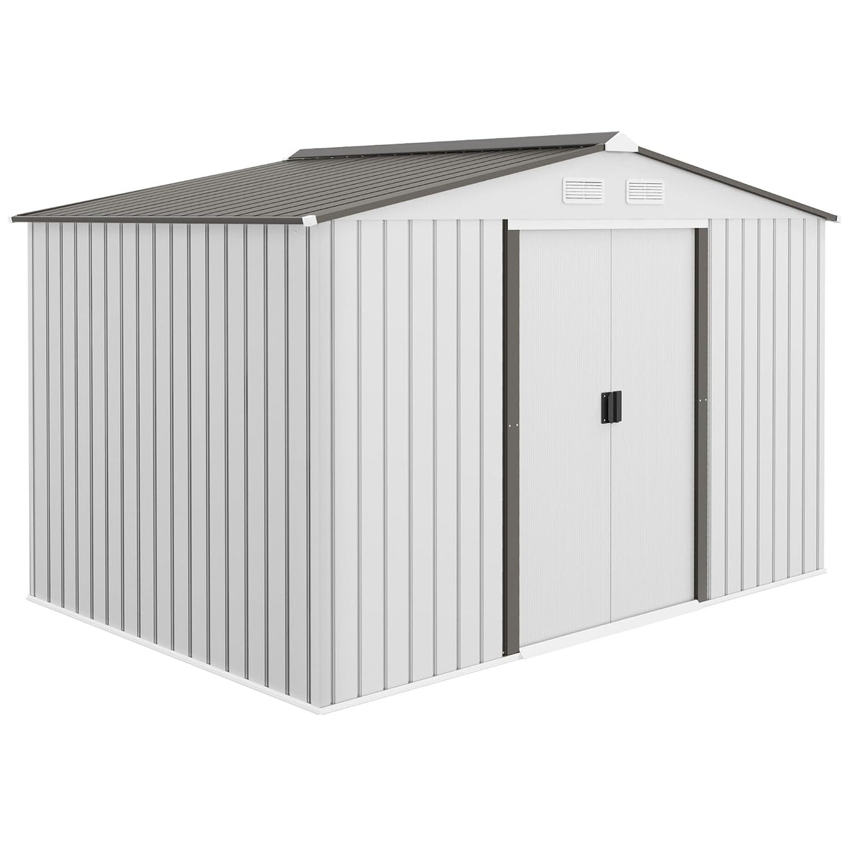 Metal Garden Shed 9 X 6 Ft Light Brown Steel Double Doors