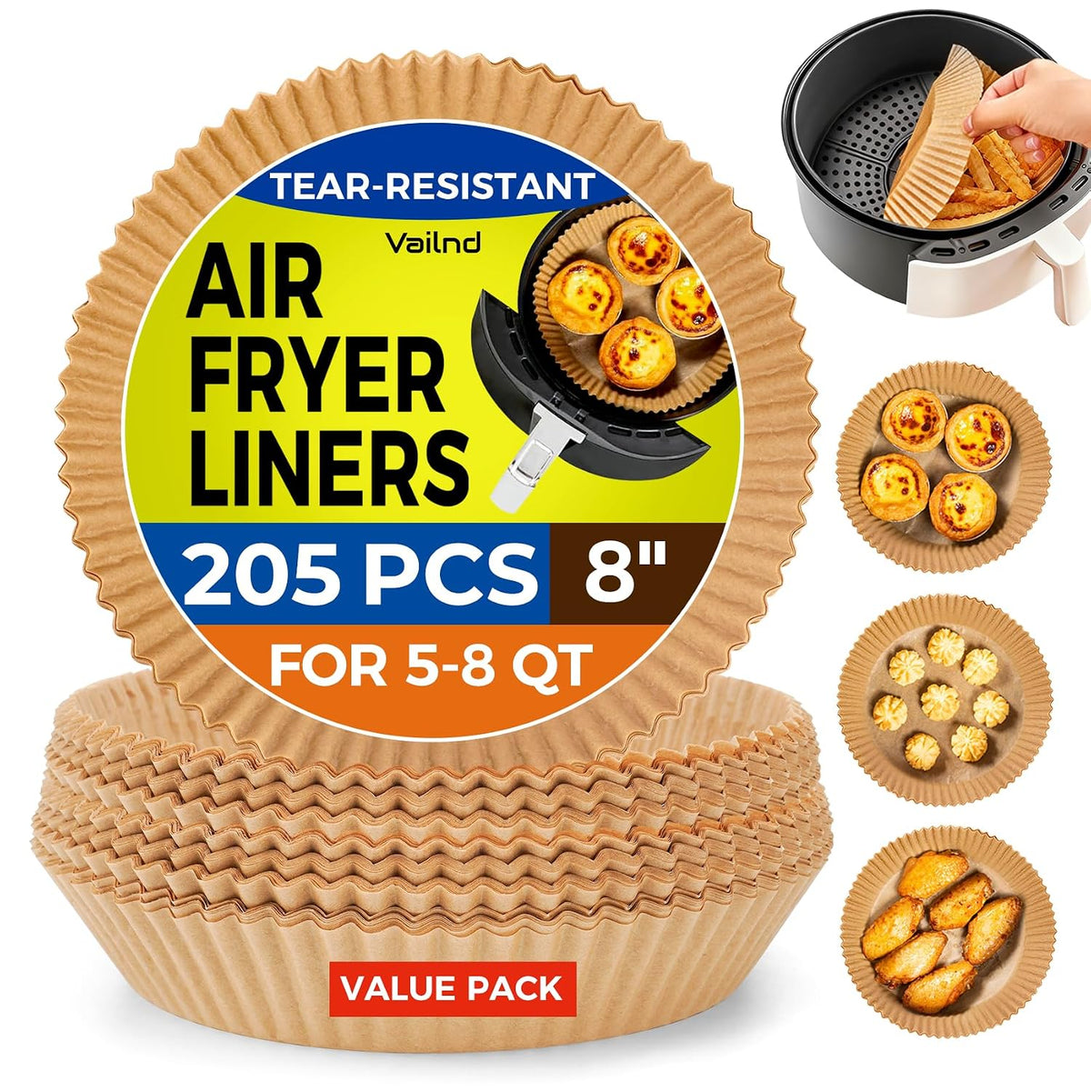 Disposable Air Fryer Liners 205 Pack 8 Inch Round