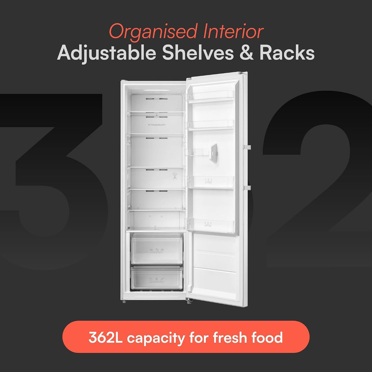 Freestanding Larder Fridge 362L Frost Free White