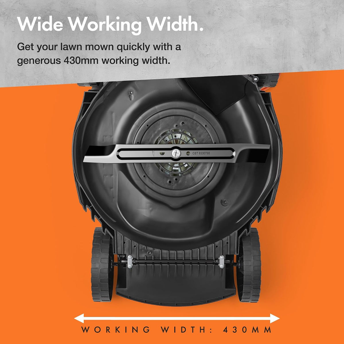 Corded Electric Hover Lawn Mower 1800W 43cm 52L 5 Heights Orange Grey