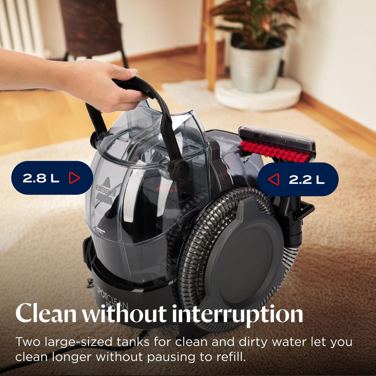 Portable Spot Cleaner 750W Carpet Upholstery Stain Remover Black