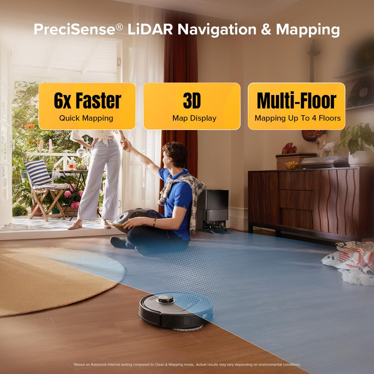 Robot Vacuum Cleaner With Mop 12000Pa Suction FlexiArm Edge Mopping Black