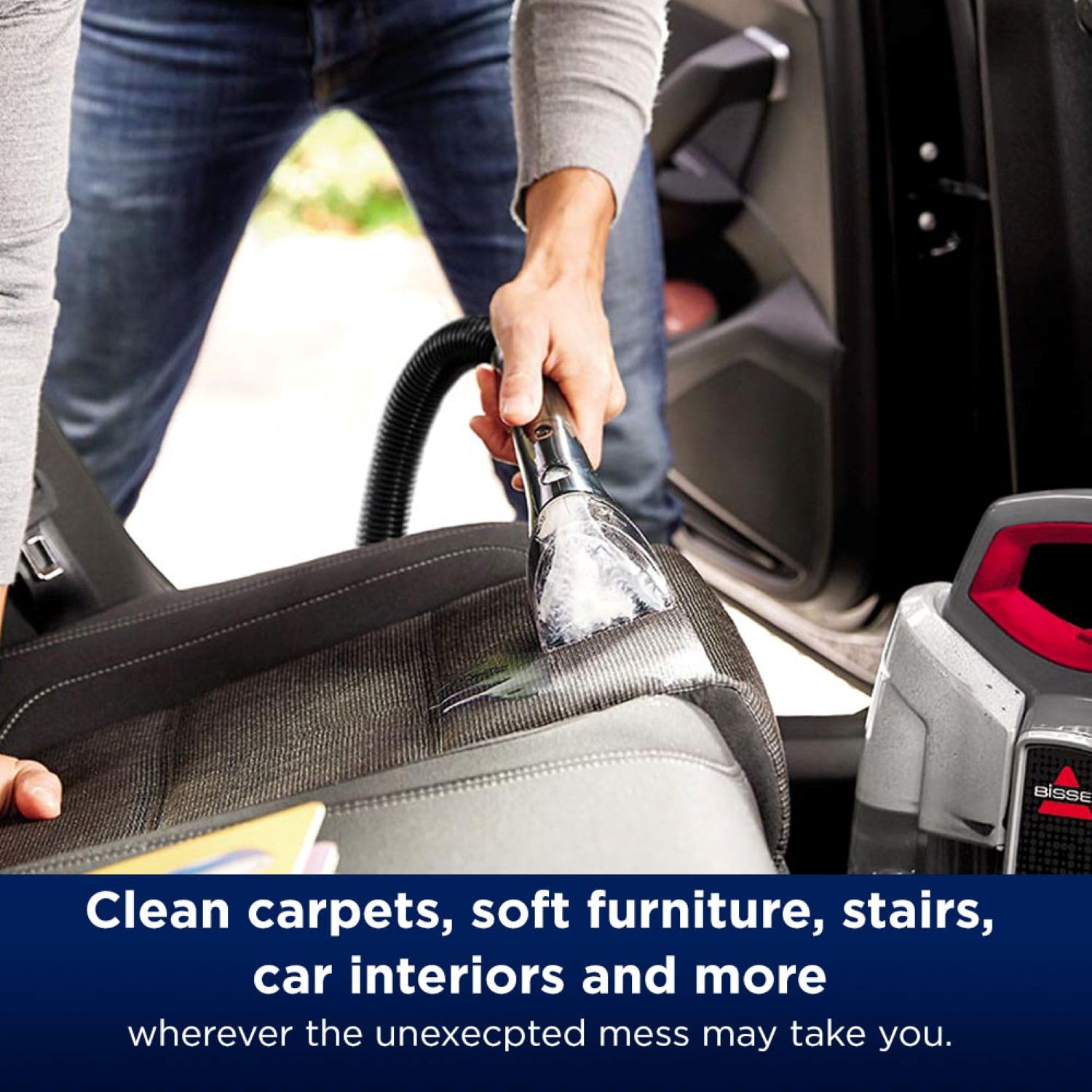Portable Carpet Cleaner 330W HeatWave Technology Spot Cleaner Titanium/Red