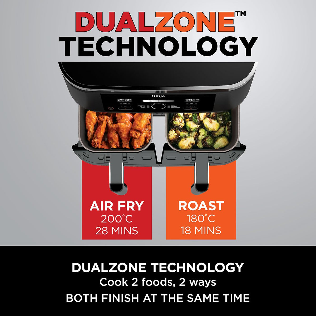 Dual Zone Digital Air Fryer 7.6L 6-in-1 Black