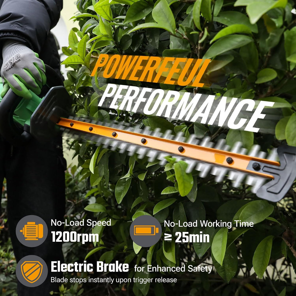 Cordless Hedge Trimmer 510mm 1200RPM 18mm Pruning Capacity Green