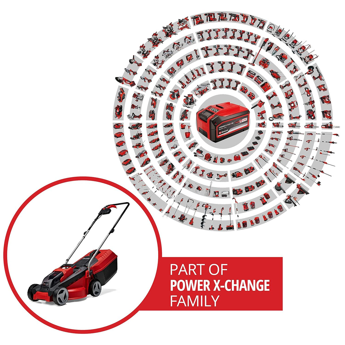 Cordless Lawn Mower 30cm 18V Brushless Motor Red Black