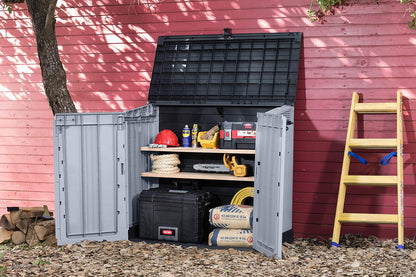Outdoor Garden Storage Shed 880L Top And Front Opening Light Grey
